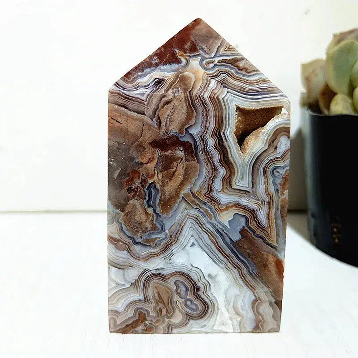 Mexican Lace Agate Crystal Tower