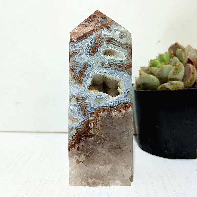 Mexican Lace Agate Crystal Tower