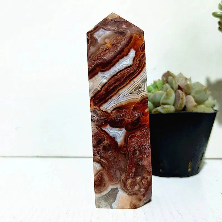 Mexican Lace Agate Crystal Tower