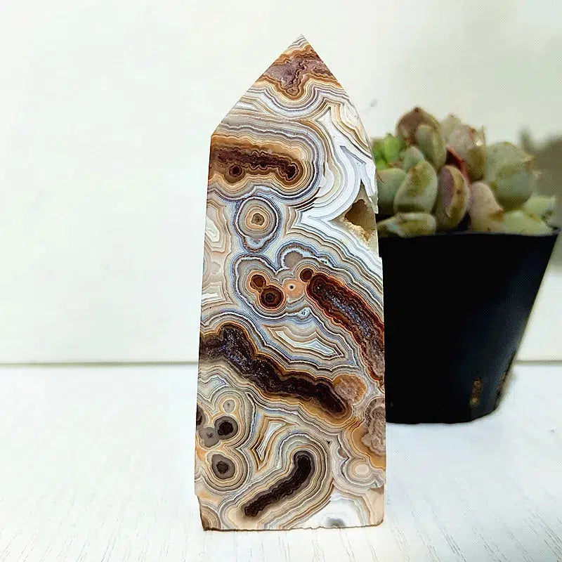 Mexican Lace Agate Crystal Tower