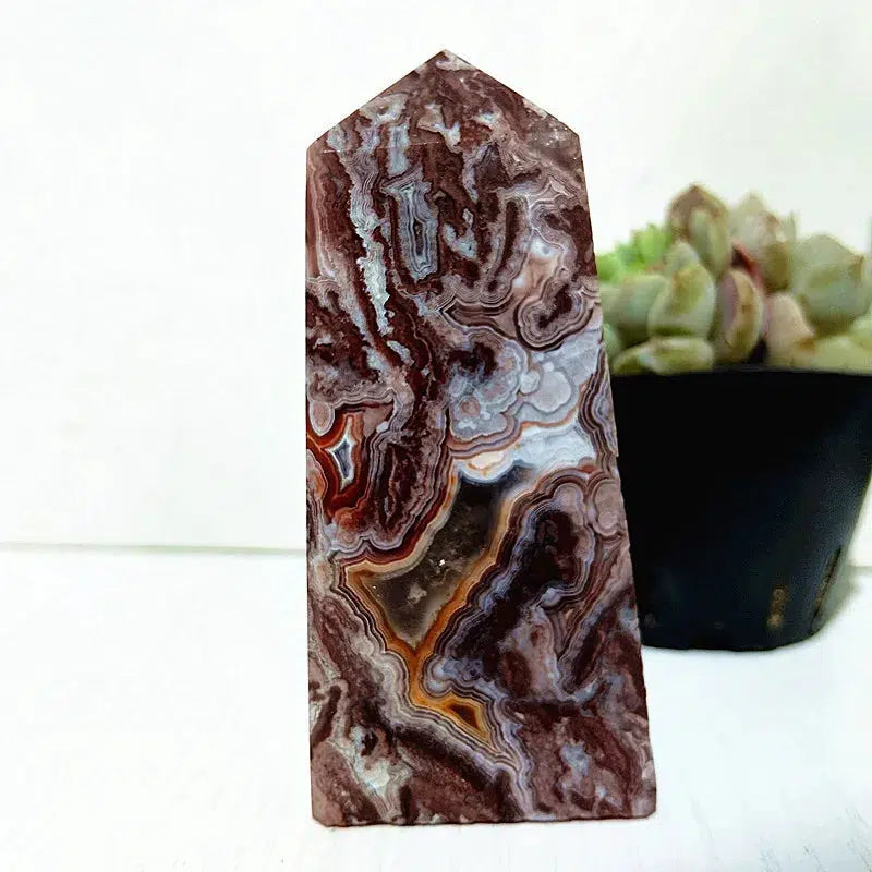 Mexican Lace Agate Crystal Tower