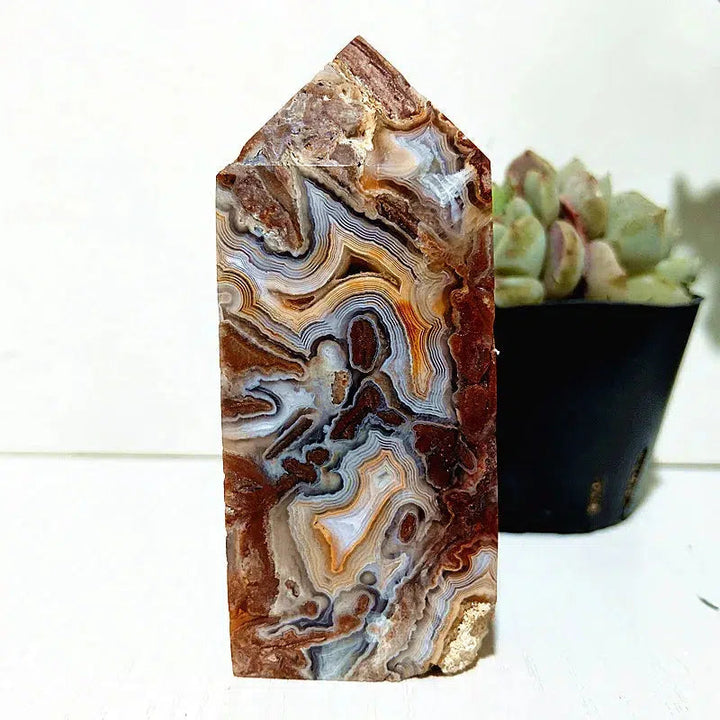 Mexican Lace Agate Crystal Tower