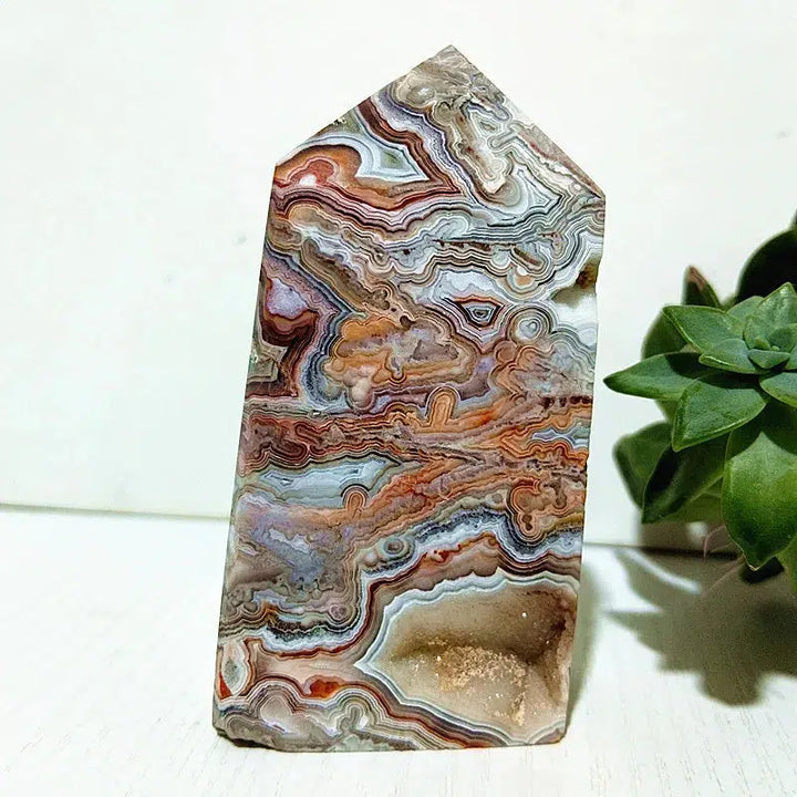 Mexico Lace Agate Crystal Tower