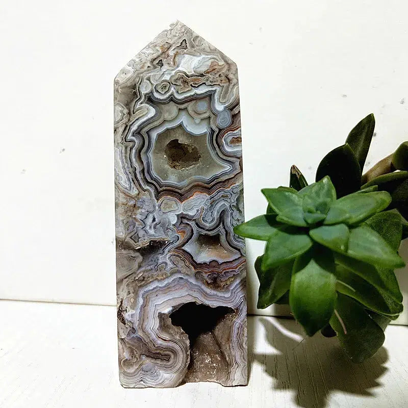 Mexico Lace Agate Crystal Tower