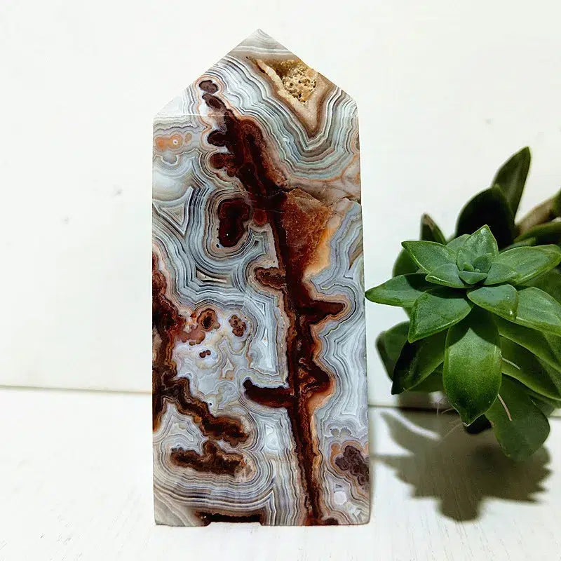 Mexico Lace Agate Crystal Tower