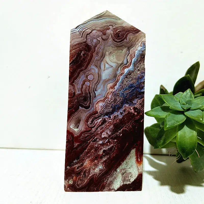 Mexico Lace Agate Crystal Tower