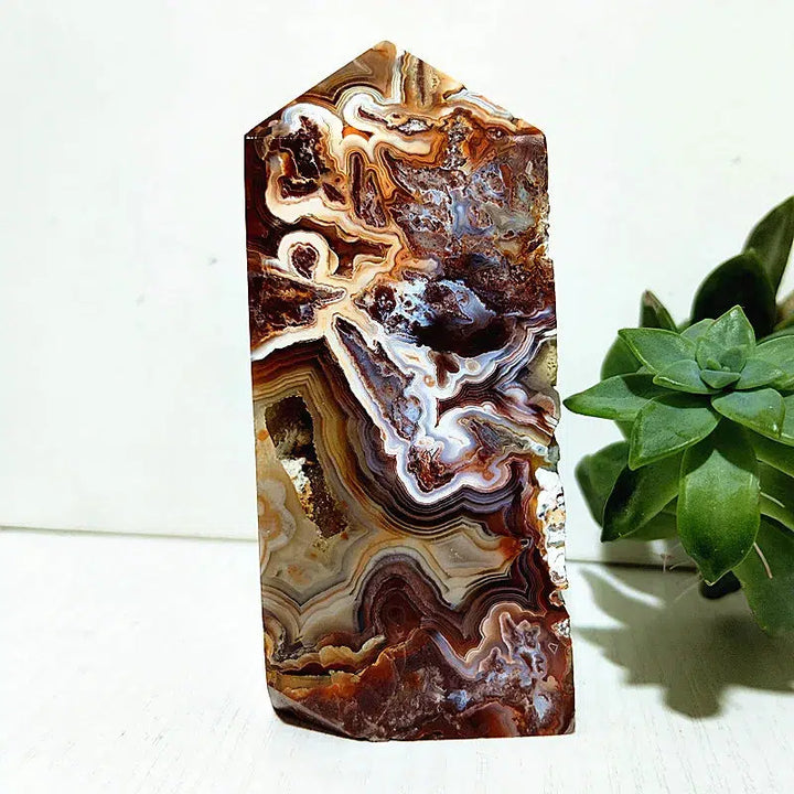 Mexico Lace Agate Crystal Tower