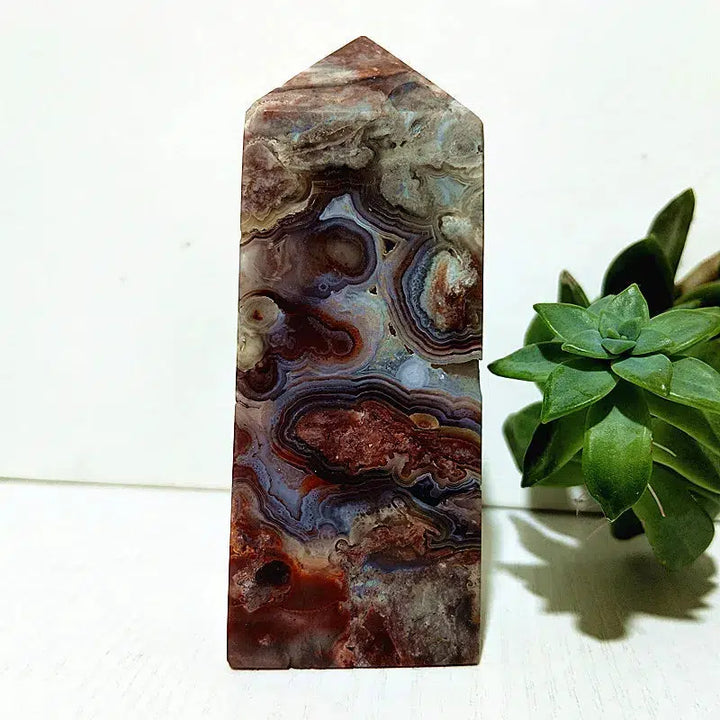 Mexico Lace Agate Crystal Tower