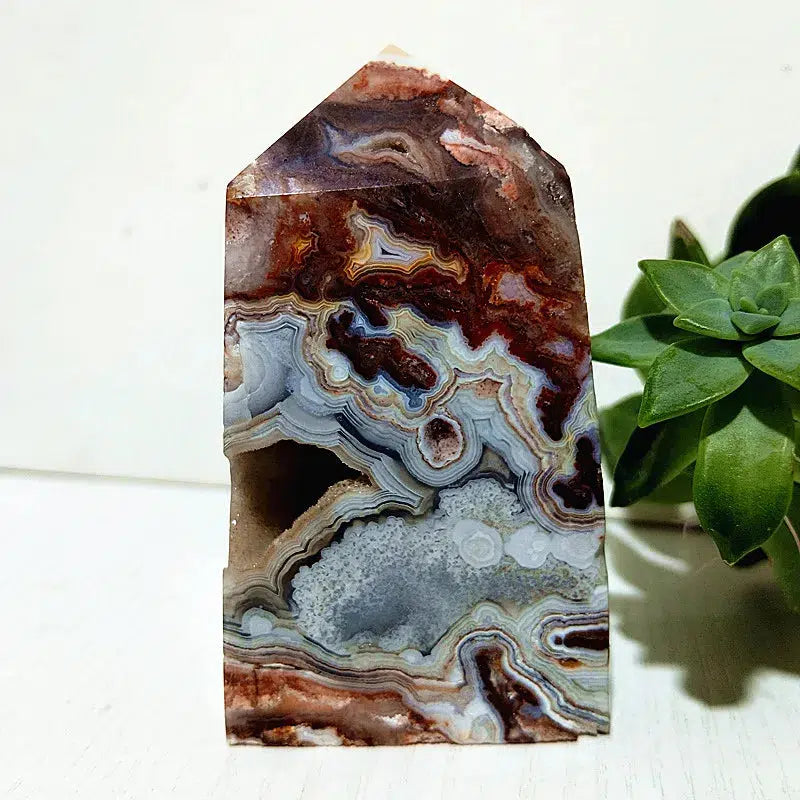 Mexico Lace Agate Crystal Tower