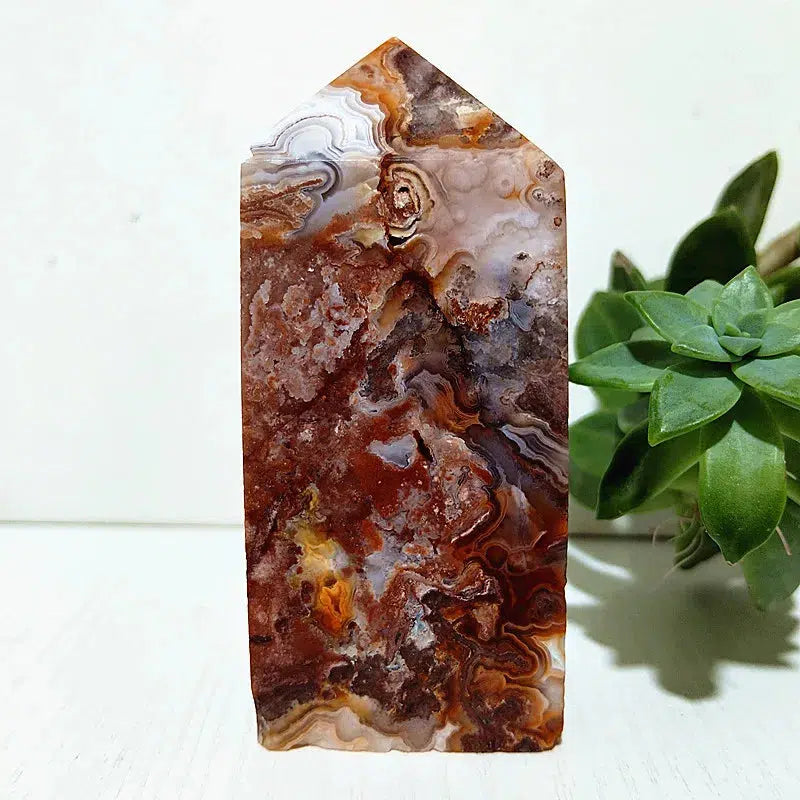 Mexico Lace Agate Crystal Tower