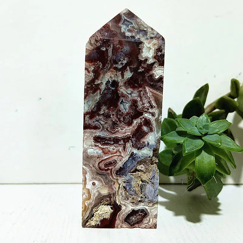 Mexico Lace Agate Crystal Tower