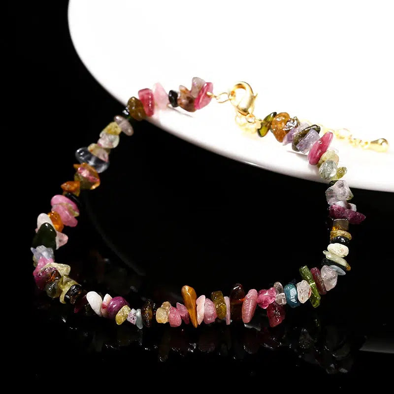 Mixed Tourmaline Gravel Lucky Chain Bracelet