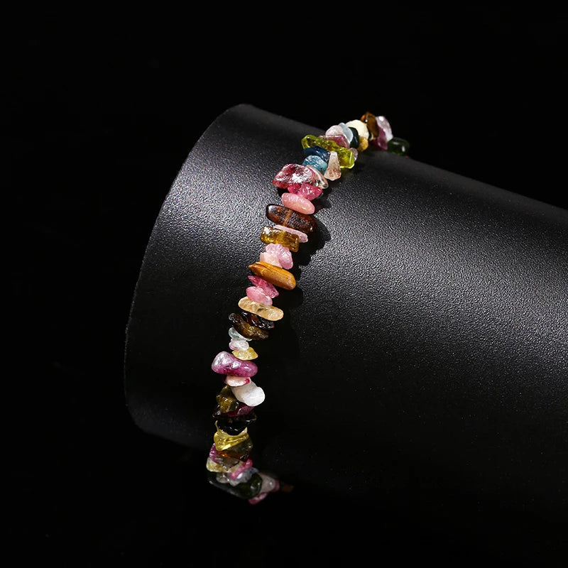 Mixed Tourmaline Gravel Lucky Chain Bracelet