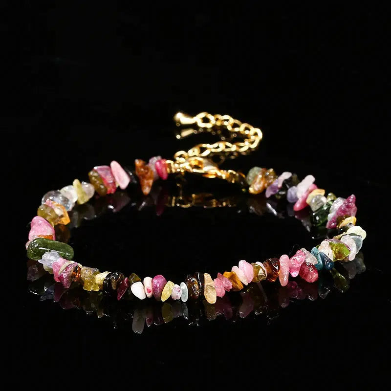 Mixed Tourmaline Gravel Lucky Chain Bracelet