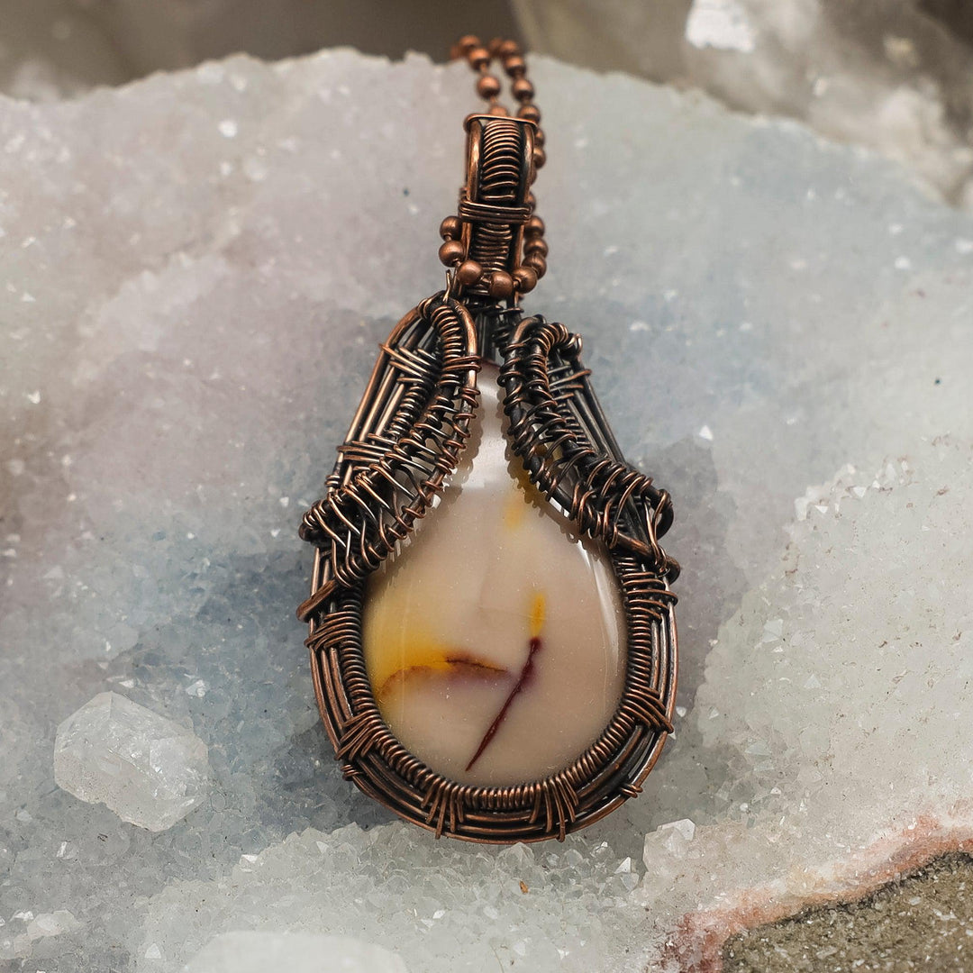 Mookaite Jasper Wire Wrap Crystal Pendant - Red Tones-Wire Wraps-Crystal Destiny-Mookaite Jasper-2.50"-Crystal Destiny