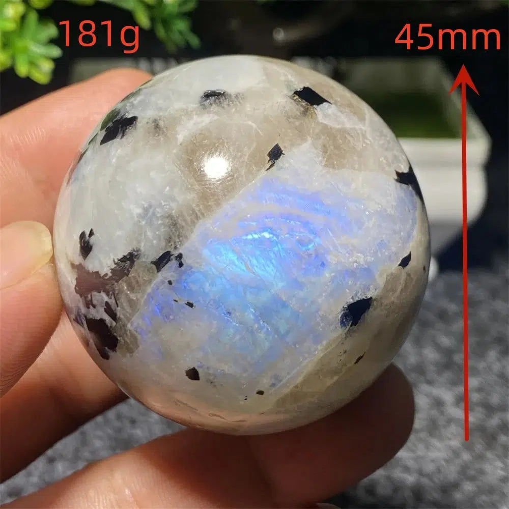 Moonstone with Black Tourmaline Sphere