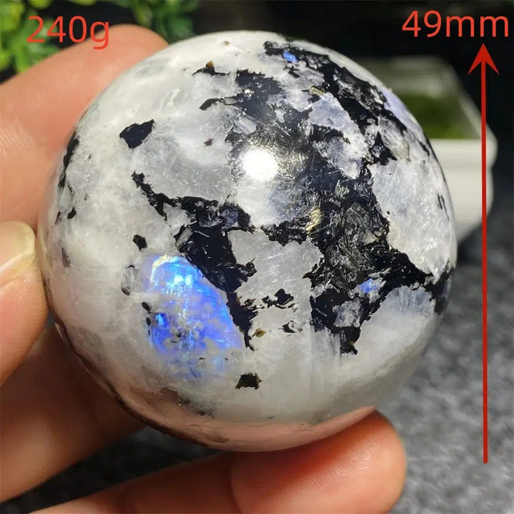 Moonstone with Black Tourmaline Sphere