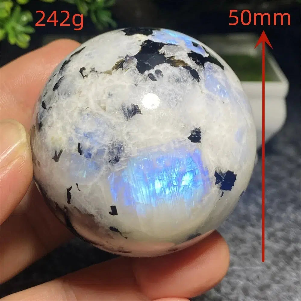 Moonstone with Black Tourmaline Sphere