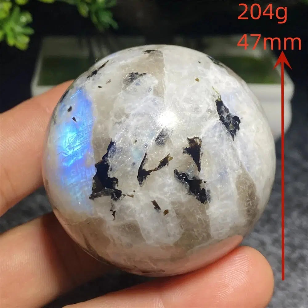 Moonstone with Black Tourmaline Sphere