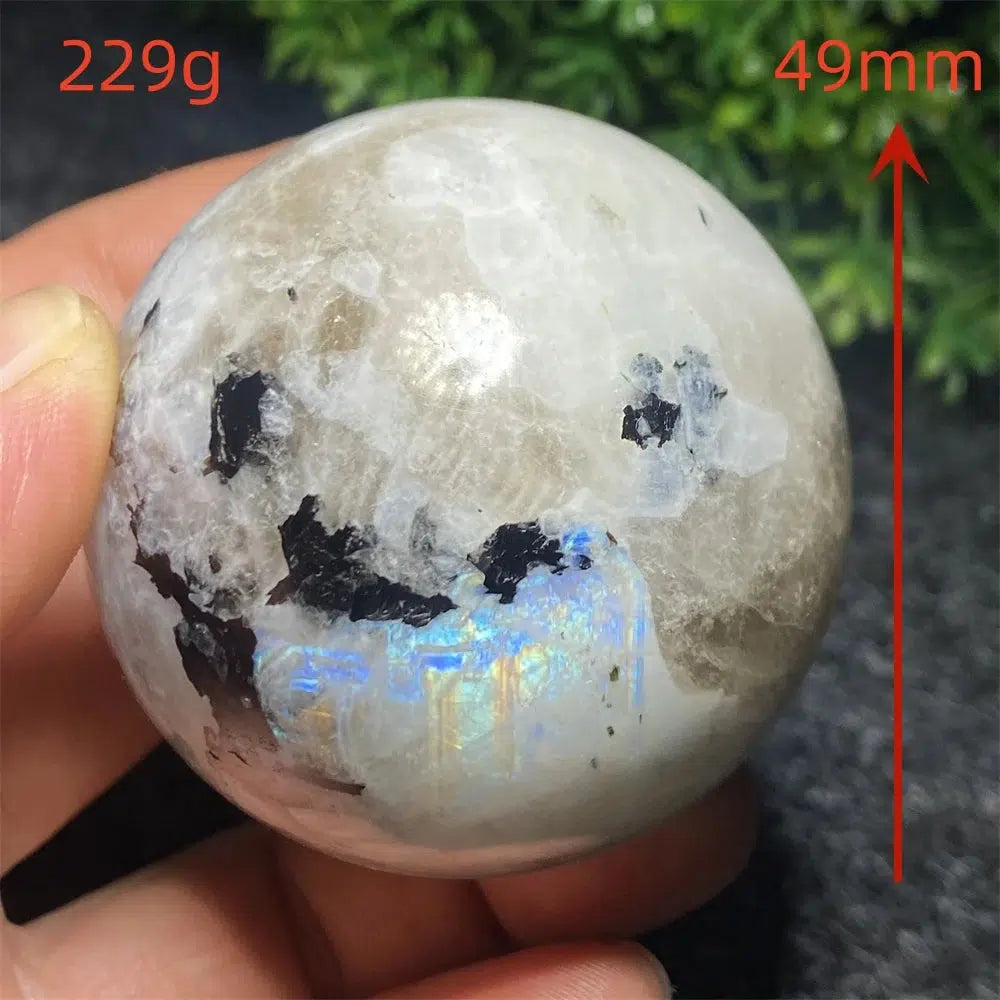 Moonstone with Black Tourmaline Sphere