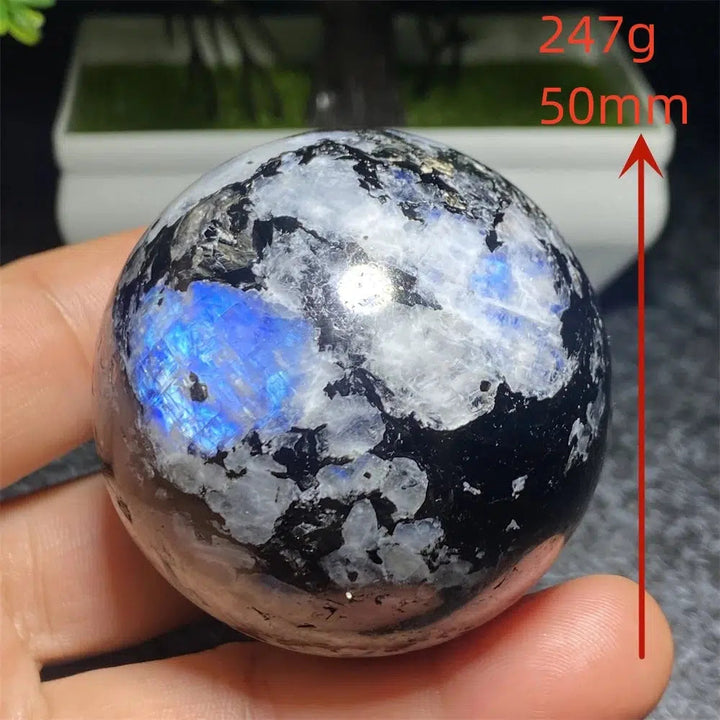 Moonstone with Black Tourmaline Sphere