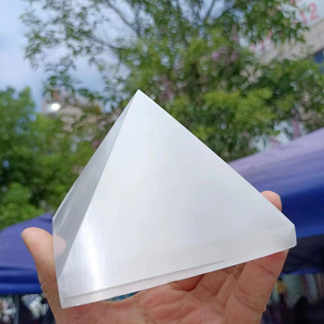 Moroccan Selenite Carved Pyramid