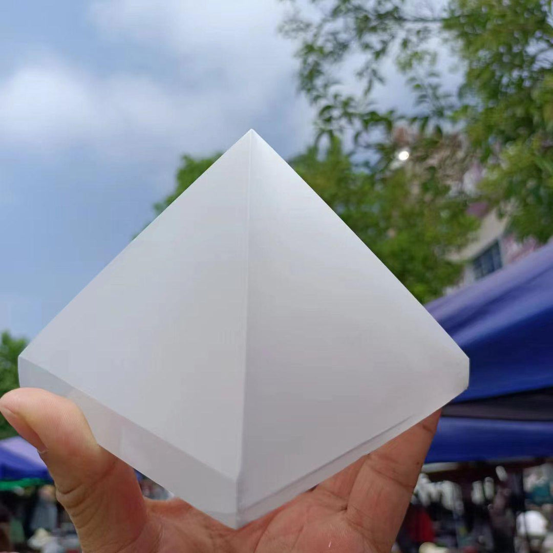 Moroccan Selenite Carved Pyramid