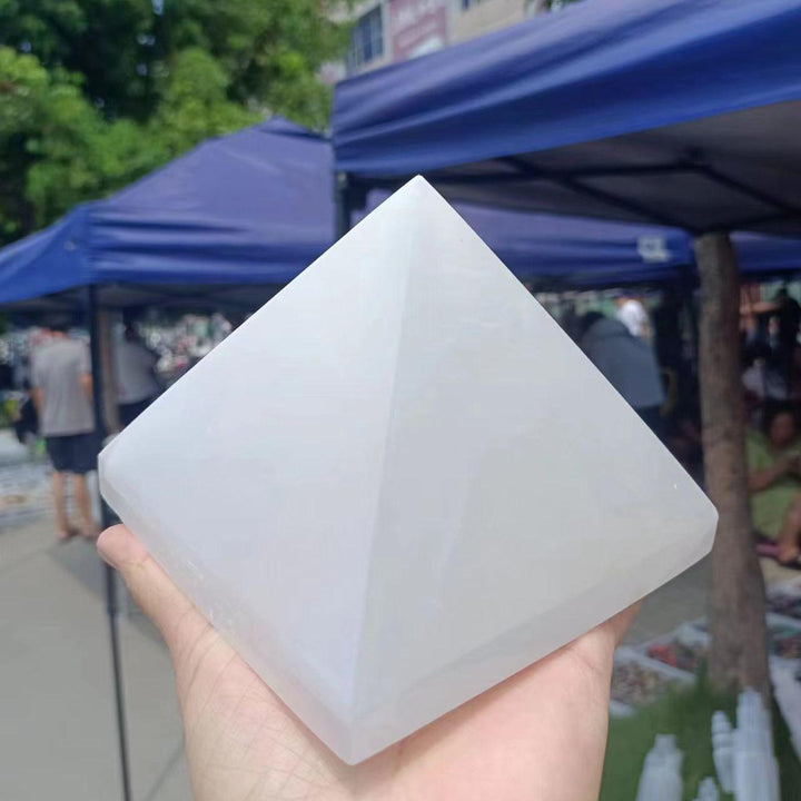 Moroccan Selenite Carved Pyramid