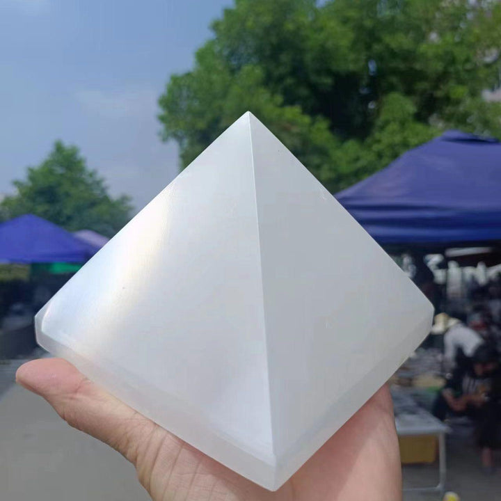 Moroccan Selenite Carved Pyramid