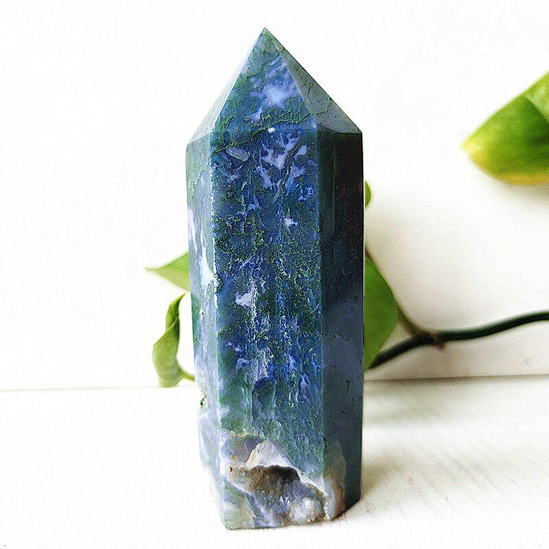 Moss Agate Crystal Tower