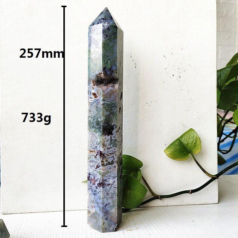 Moss Agate Crystal Tower