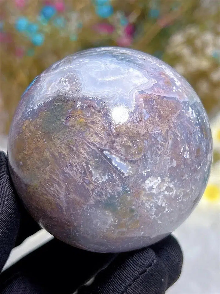 Moss Agate Druzy Sphere