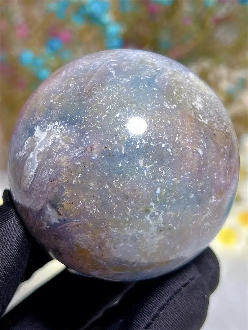 Moss Agate Druzy Sphere