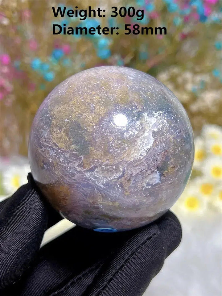 Moss Agate Druzy Sphere