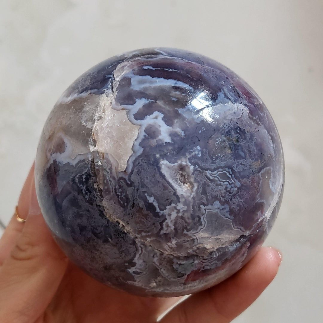 Moss Agate Geode Sphere