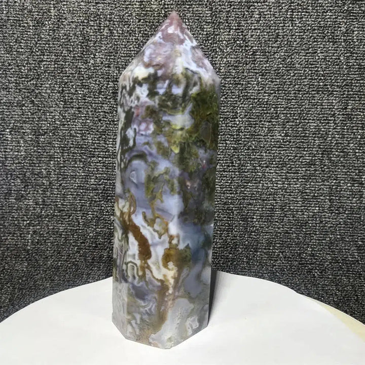 Moss Agate Geode Tower