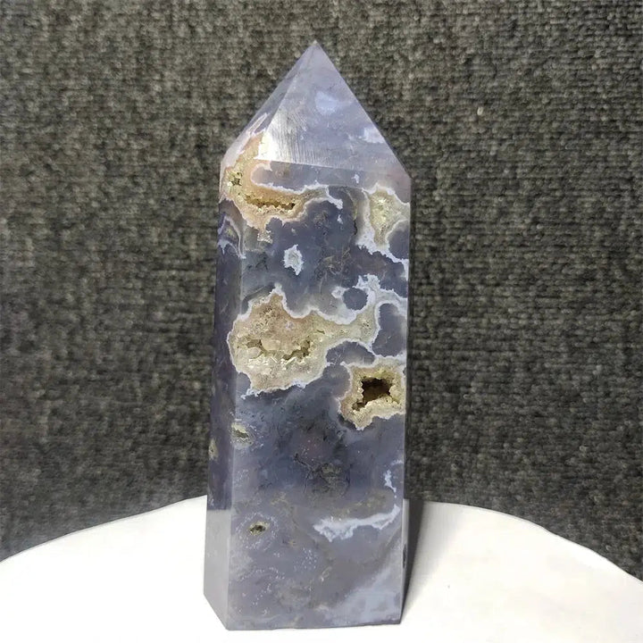 Moss Agate Geode Tower