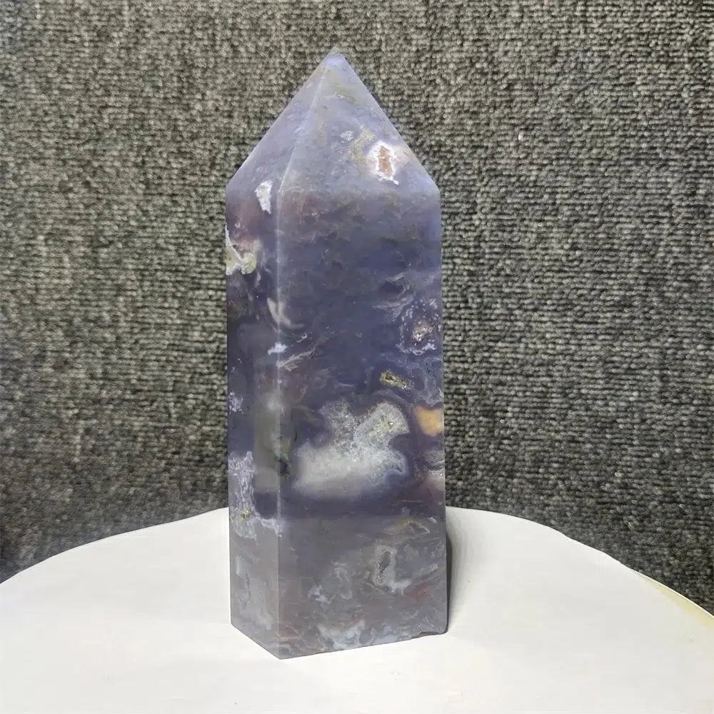 Moss Agate Geode Tower