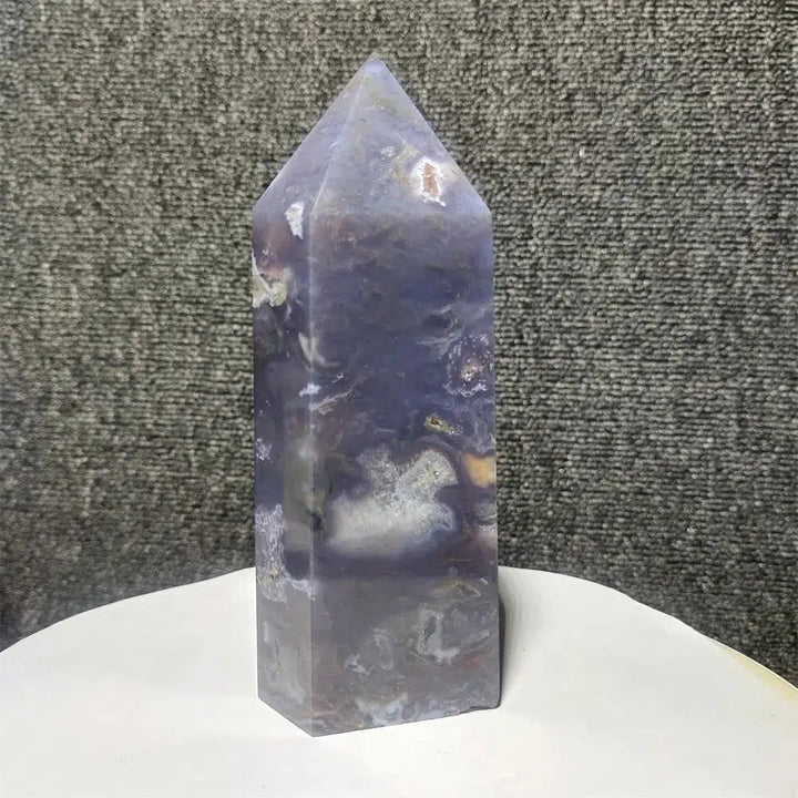 Moss Agate Geode Tower