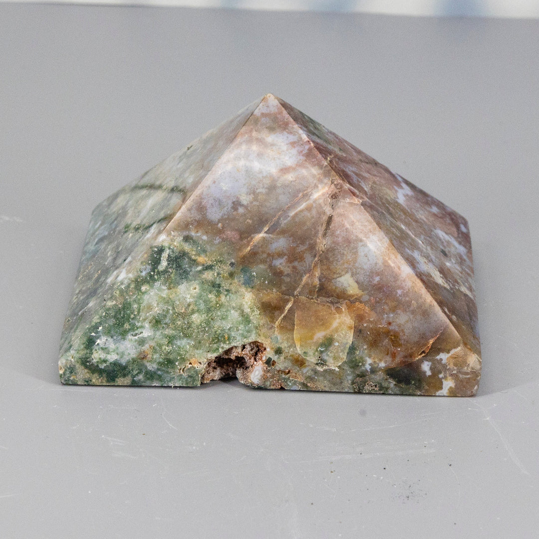 Moss Agate Pyramid-Pyramids-Crystal Destiny-Moss Agate-448g - 3.50"L x 3.50"W-Crystal Destiny