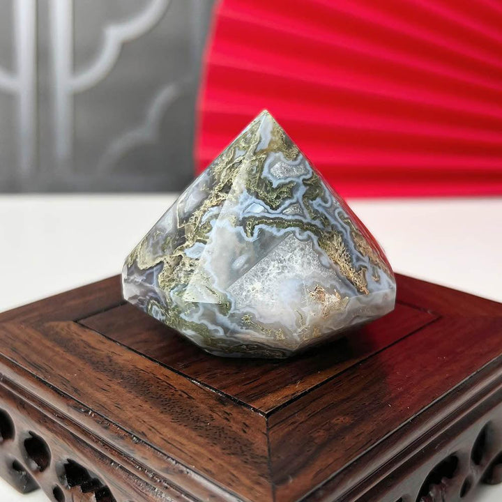 Moss Agate Pyramid Style Point