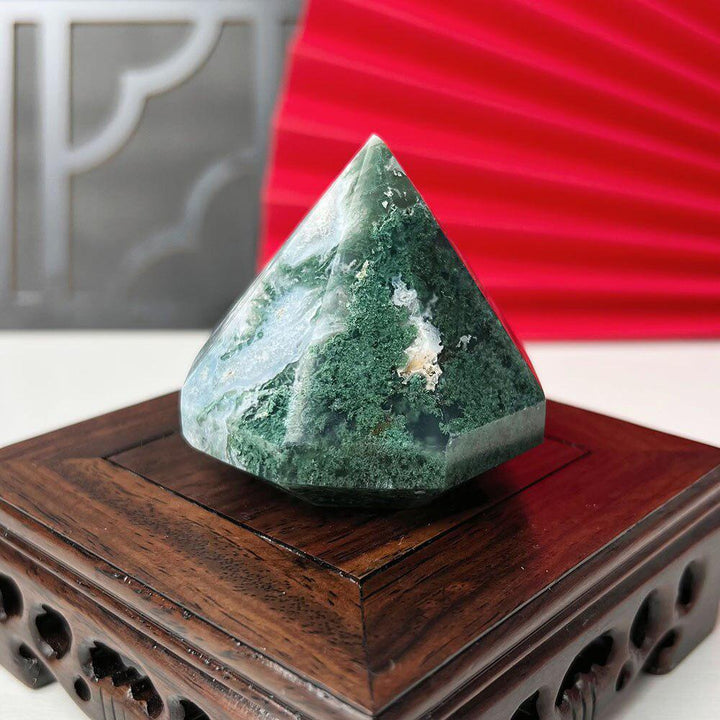 Moss Agate Pyramid Style Point