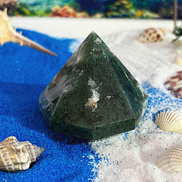 Moss Agate Pyramid Style Point