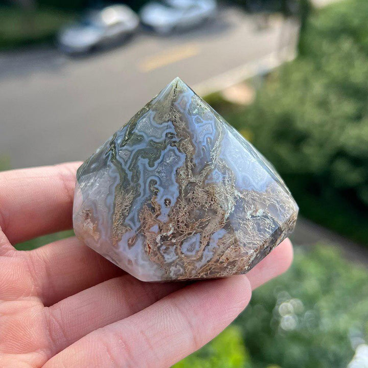 Moss Agate Pyramid Style Point