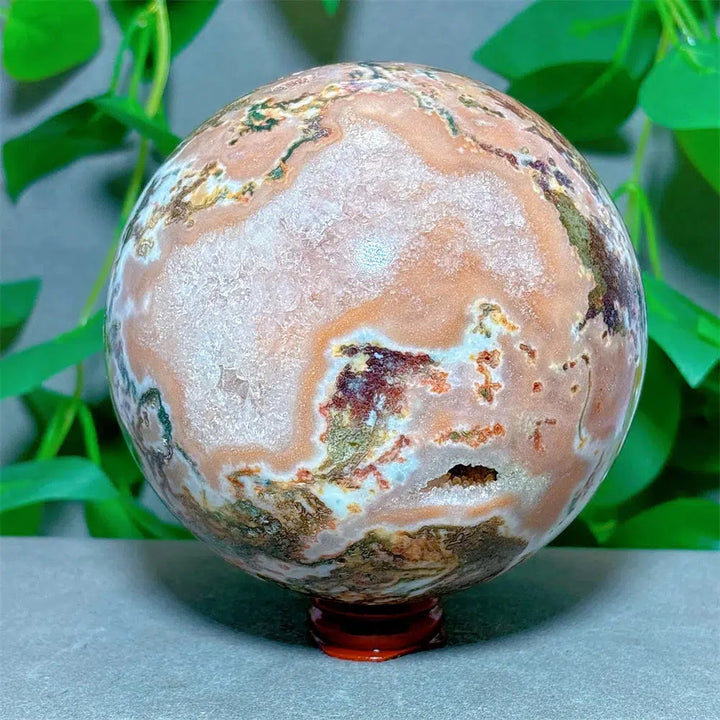 Moss Agate Sphere + Stand