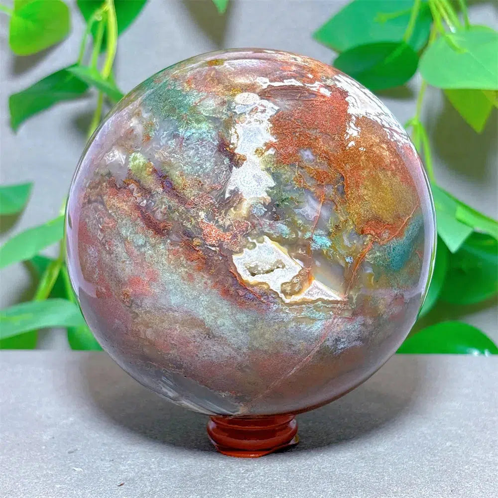 Moss Agate Sphere + Stand