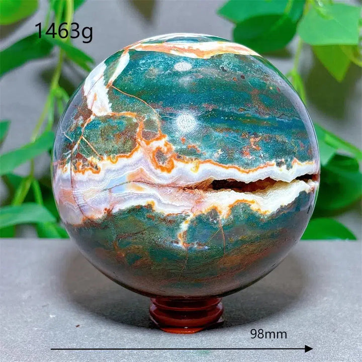 Moss Agate Sphere + Stand