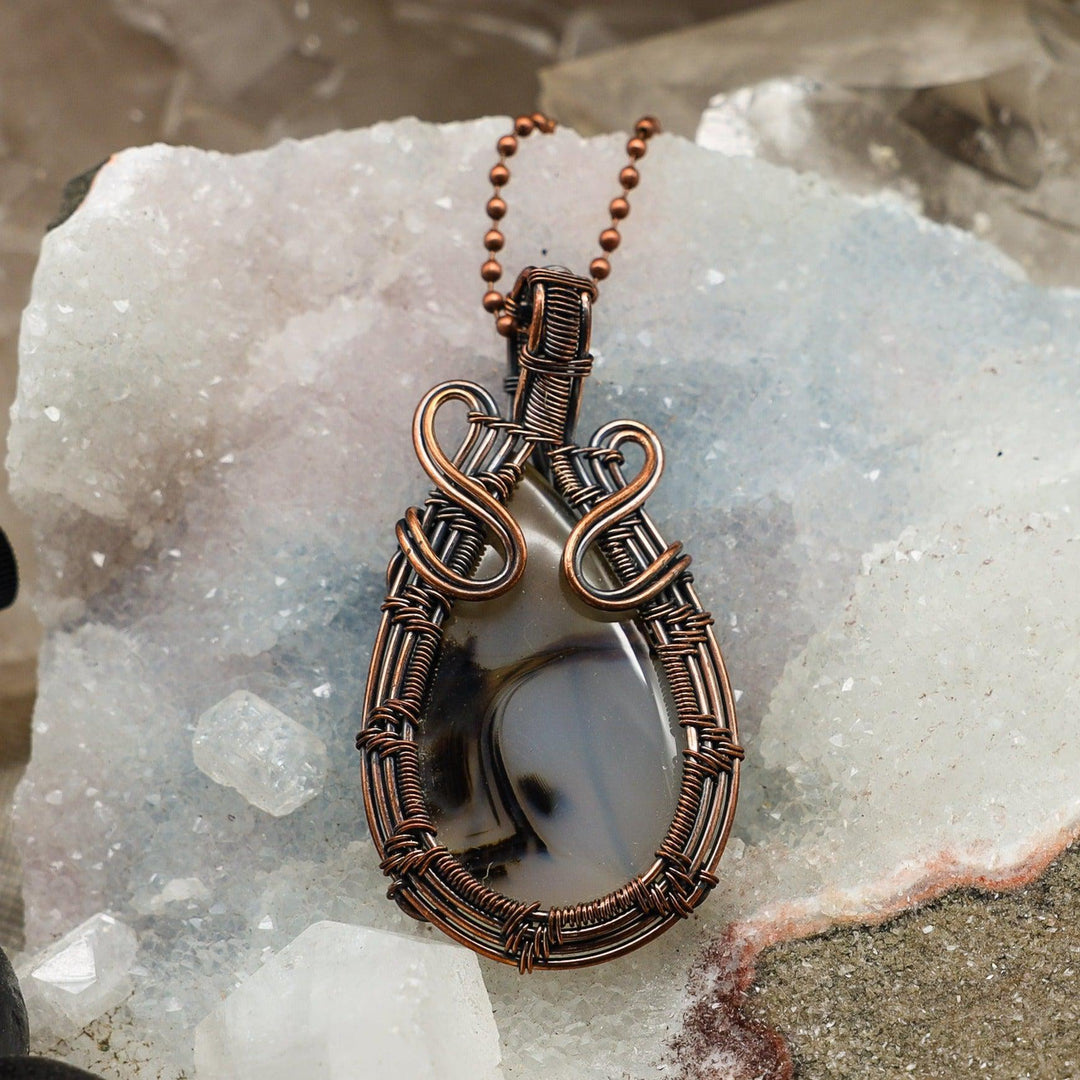 Moss Agate Wire Wrap Pendant - 2.75"