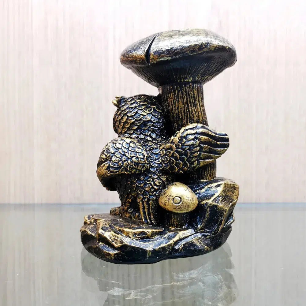 Mushroom & Owl Statue Resin Sphere Stand