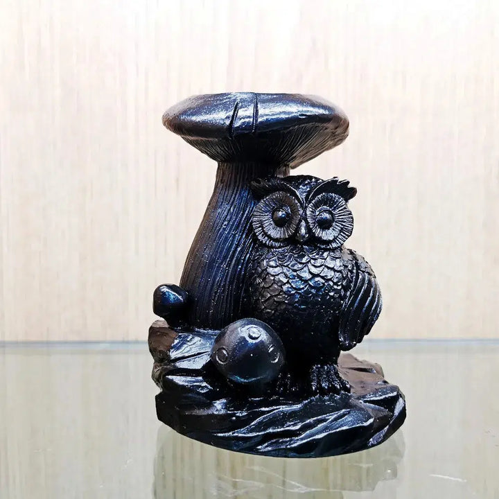 Mushroom & Owl Statue Resin Sphere Stand